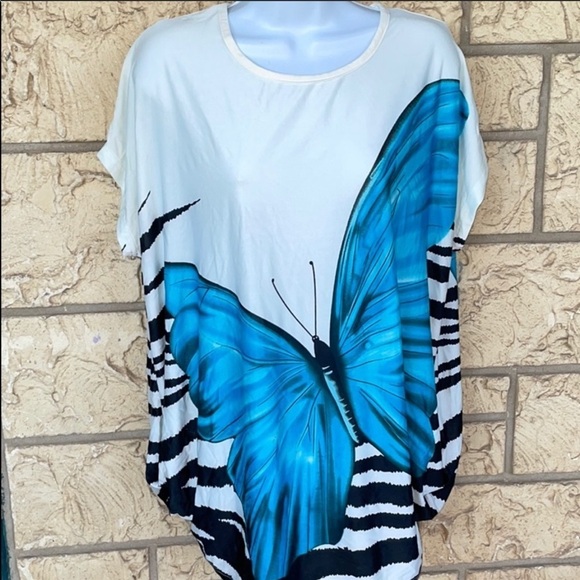 Butterfly oversize large top blouse in style Large beach vacation - Picture 2 of 6